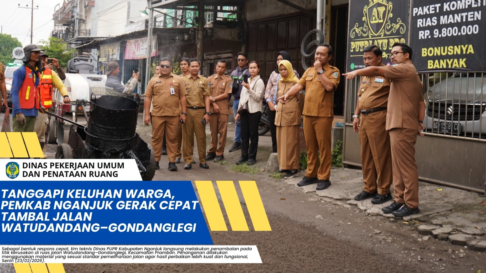 Tanggapi Keluhan Warga, Pemkab Nganjuk Gerak Cepat Tambal Jalan Watudandang–Gondanglegi
